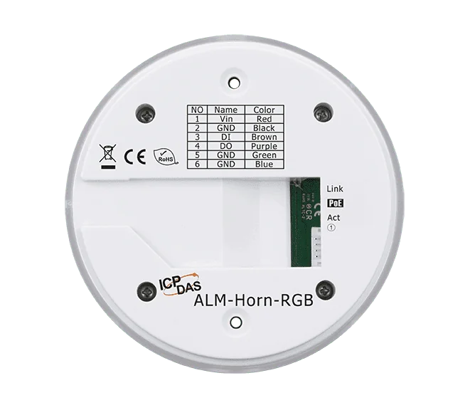 ALM-Horn-RGB PoE Ethernet Alarm Siren with 8-LED RGB Beacon