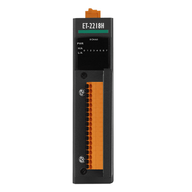 ET-2218H/S1 Ethernet I/O Module with 2-port Ethernet Switch, 8-ch High Speed Thermocouple Input, 100 S/s