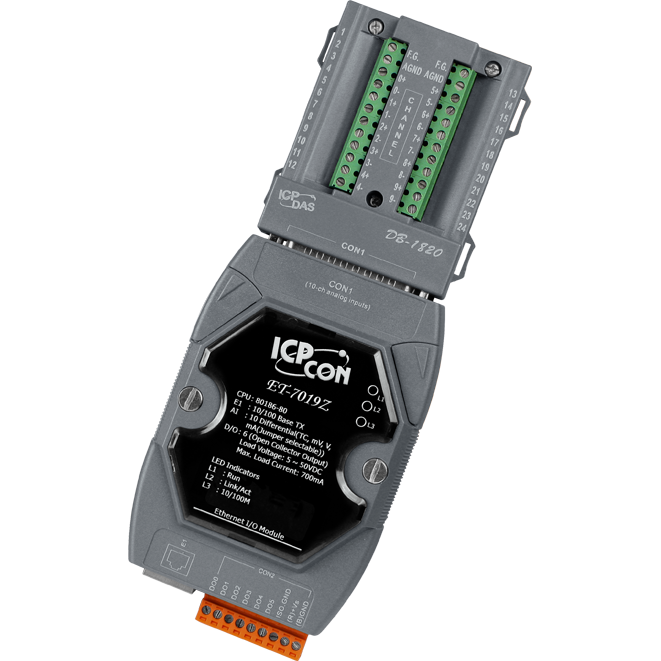 ET-7019Z/S Ethernet I/O Module with Universal 10-ch AI, 6-ch DO