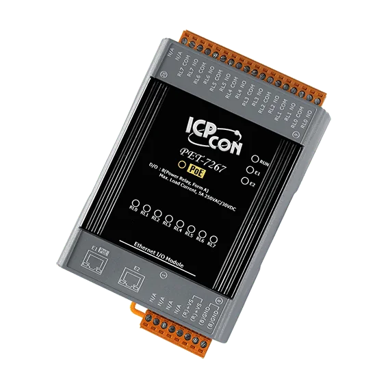 PET-7267 PoE Ethernet I/O Module, 8-ch Form A Power Relay Output