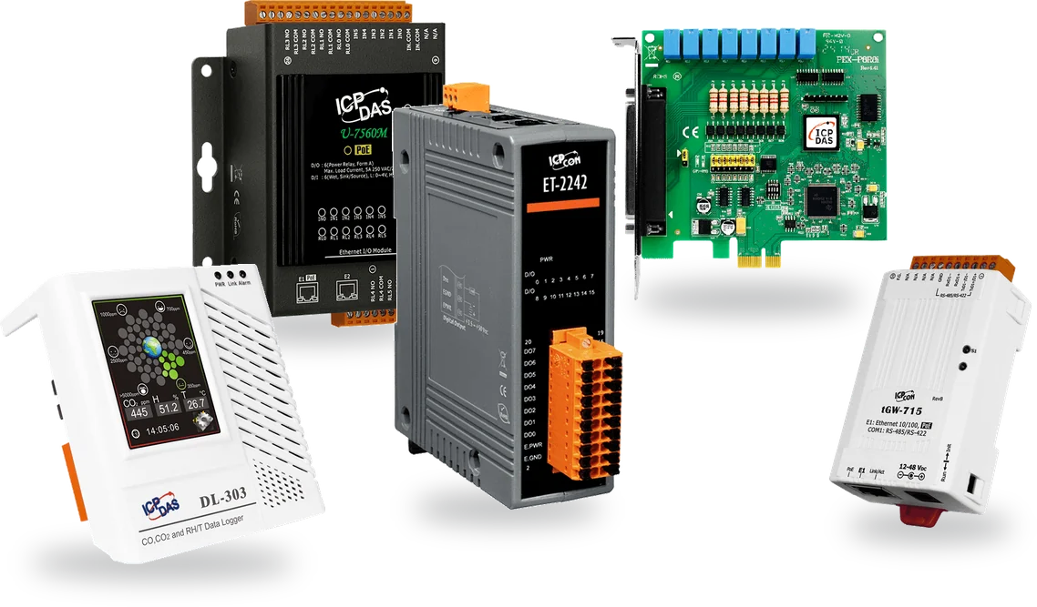 ICP DAS I/O-moduler, gateways och mätkort